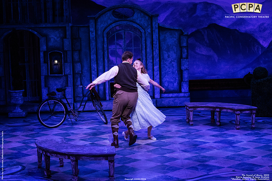 Two actors dancing onstage in Sound of Music