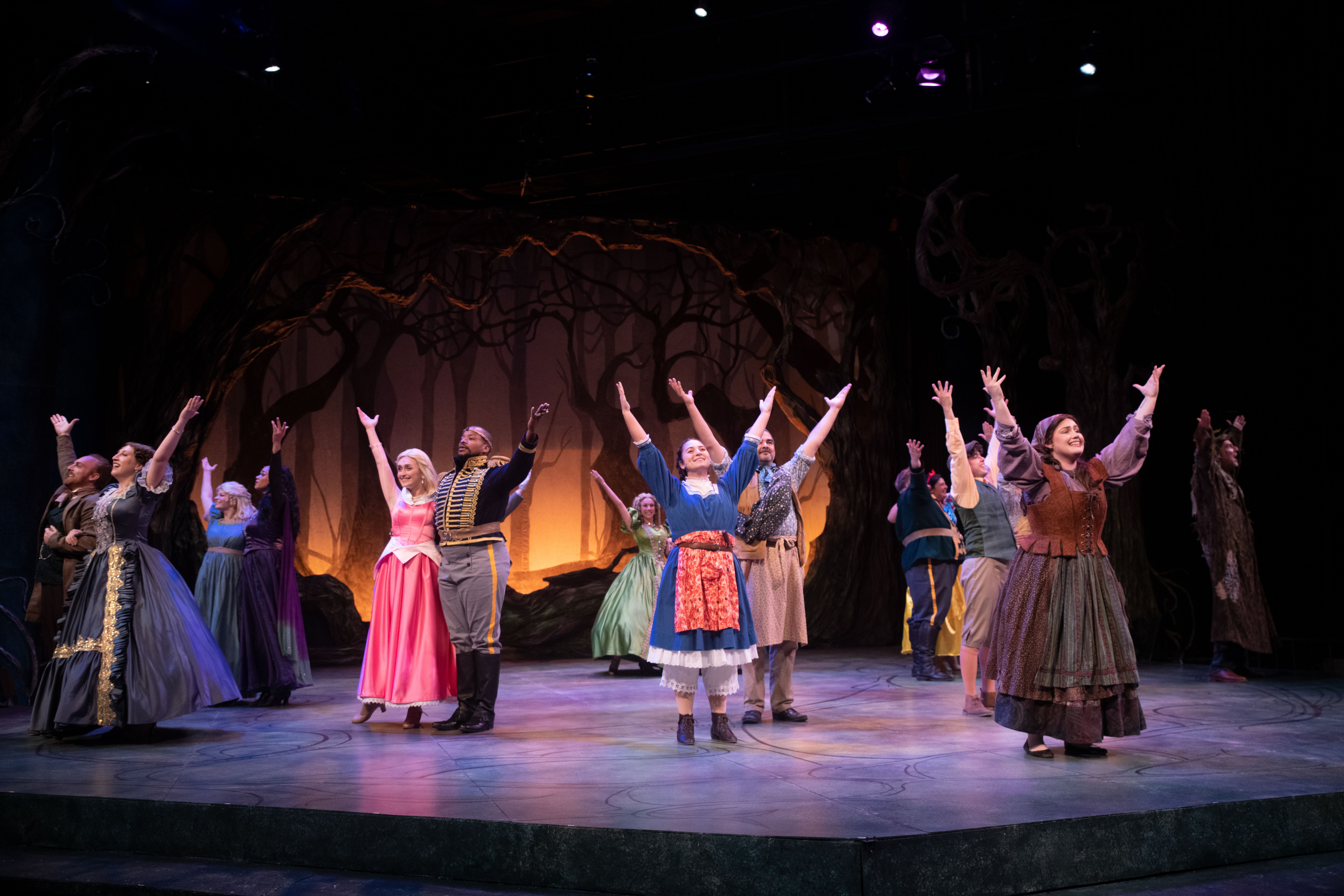 Into the Woods Cast onstage with arms up