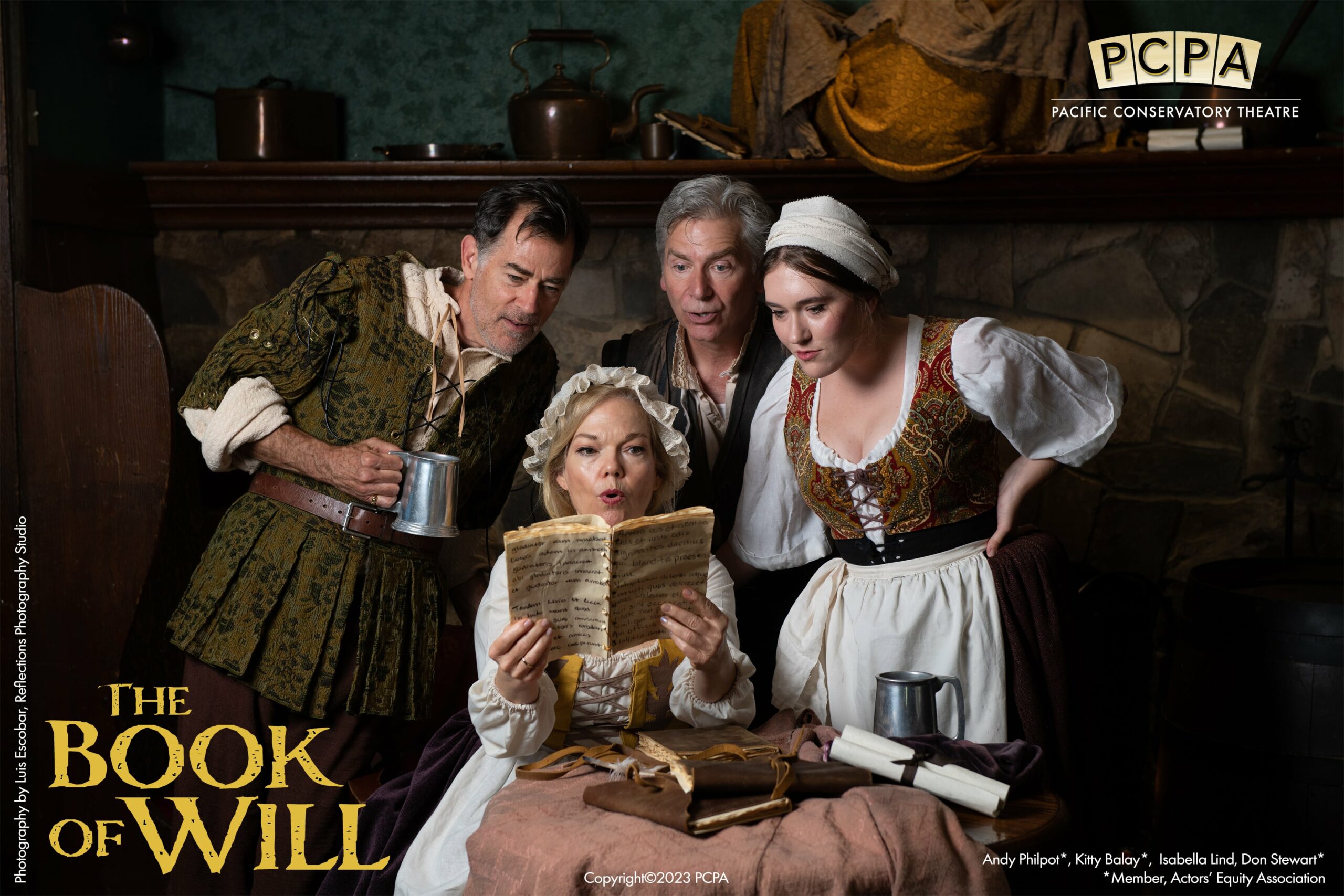 The Book of Will cast looking at book